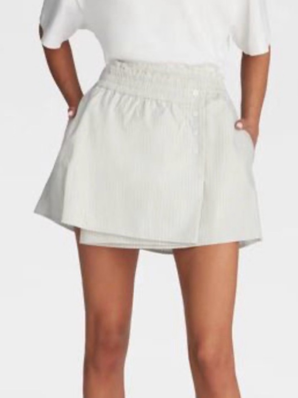 KBB by KAHLANA Women Mini 'The Asym Boxer Skirt' Blue Striped M NWT